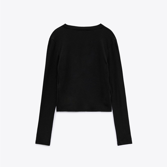 ZARA BLACK LONG SLEEVE T SHIRT - Picture 5 of 7